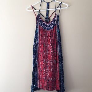 Striking patterned shift dress with straps